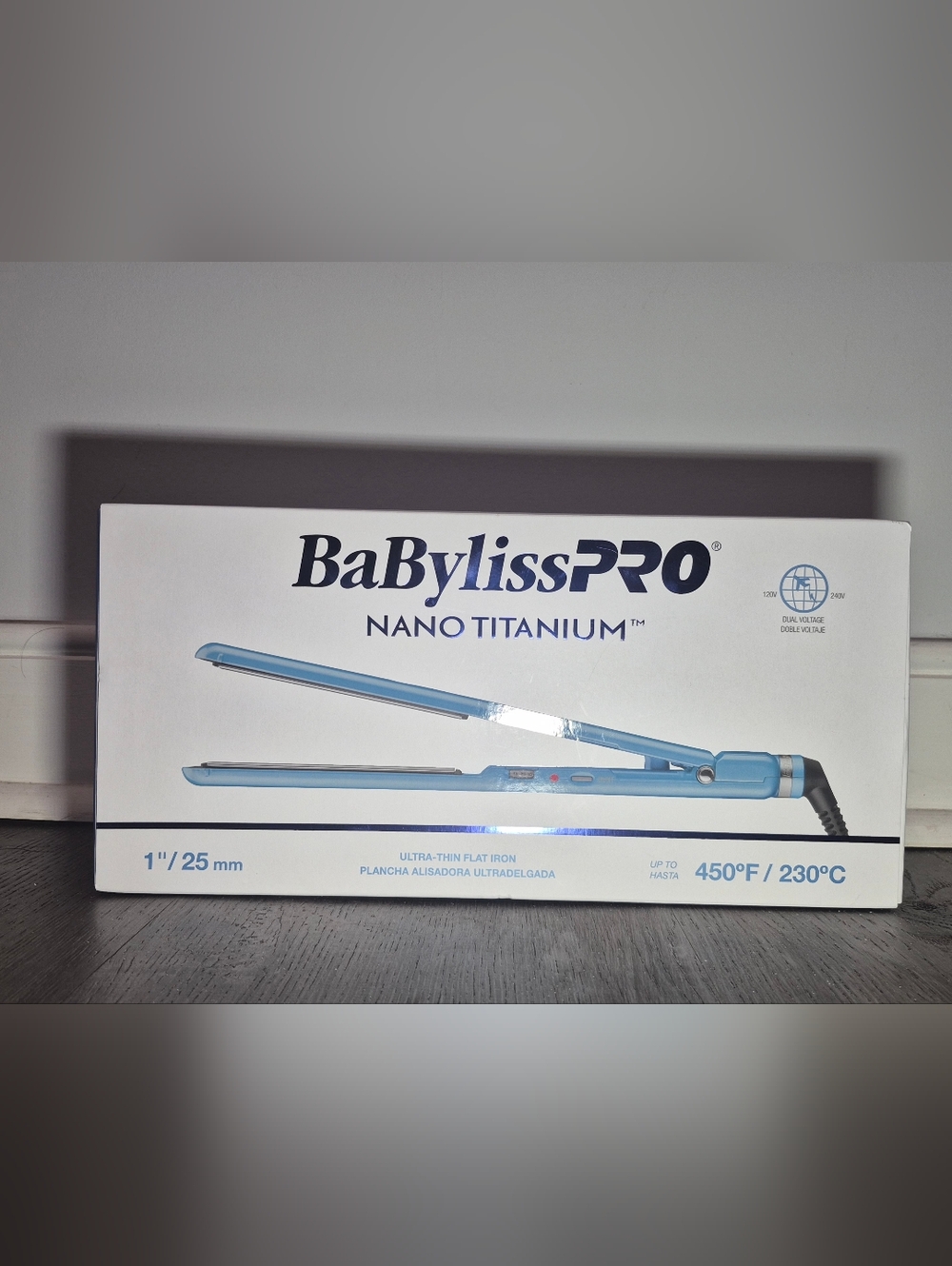 BaBylissPRO Nano Titanium 1" Flat Iron - Light Blue